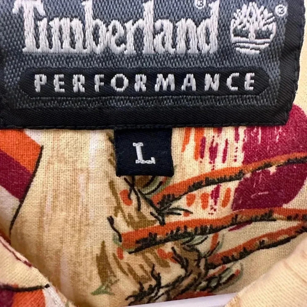 Timberland Performance Yellow Hawaiian Shirt Button Down Tropical Cotton NWOT - Picture 7 of 9